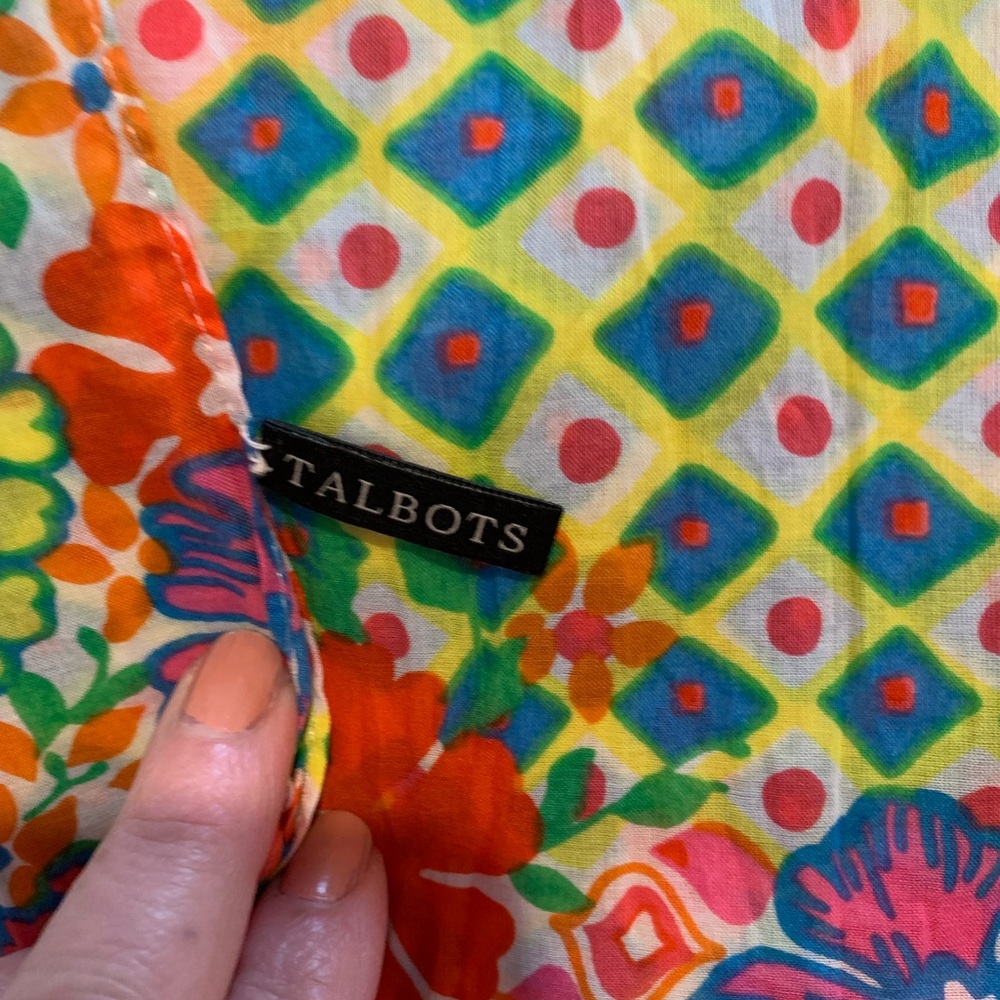 Talbots Colorful Floral Patterned Scarf with Tassels